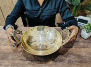Traditional Brass Kadhai (Pital Wok) with Designer Handles – Cooking Kadhai