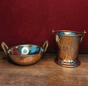 Copper Hammered Wok & Bucket Set – Copper Cooking Wok
