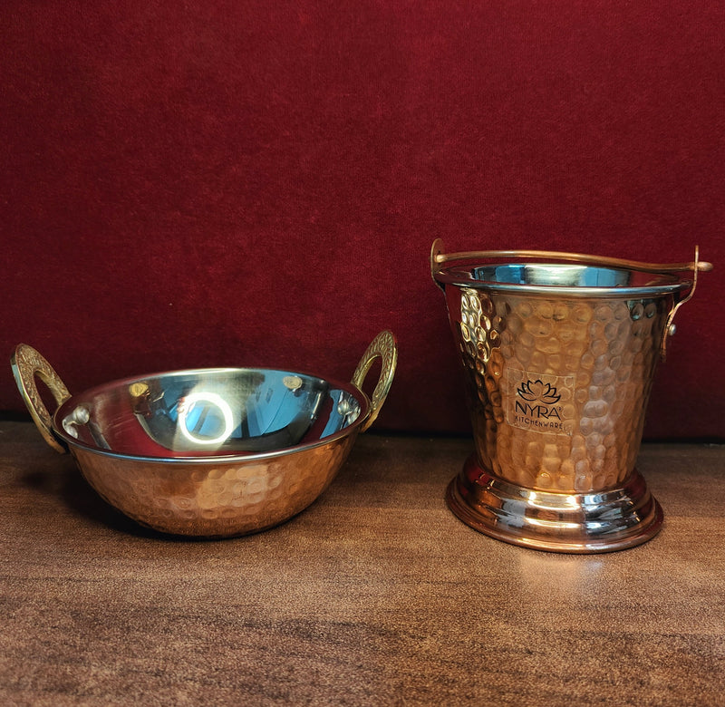 Copper Hammered Wok & Bucket Set – Copper Cooking Wok