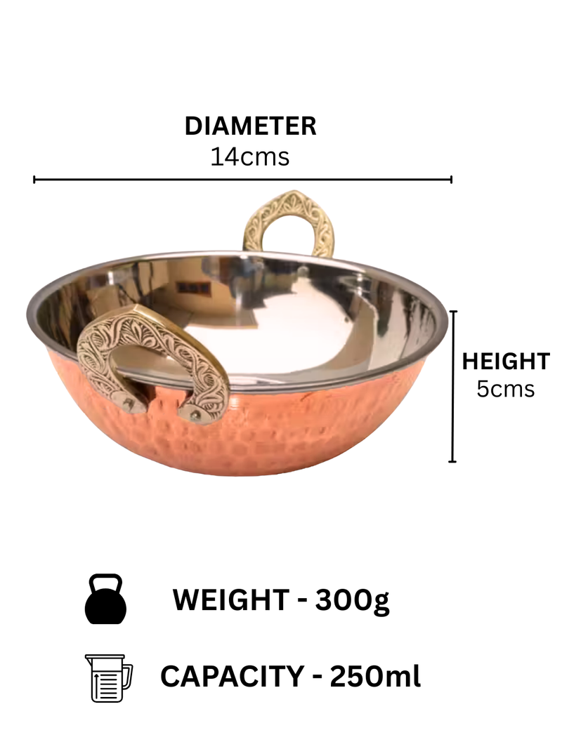 Copper Serving Kadhai/Wok Insulated with Stainless Steel – Cooking Kadai