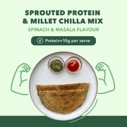 Natible Sprouted Protein and Millet Chilla Mix Variety Pack- Spinach & Masala Flavor – Savory Indian Pancake Mix (7.05 oz)