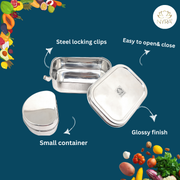 Stainless Steel square-shaped Lunch Box with Leakproof Dibbi – Kitchen Utensil