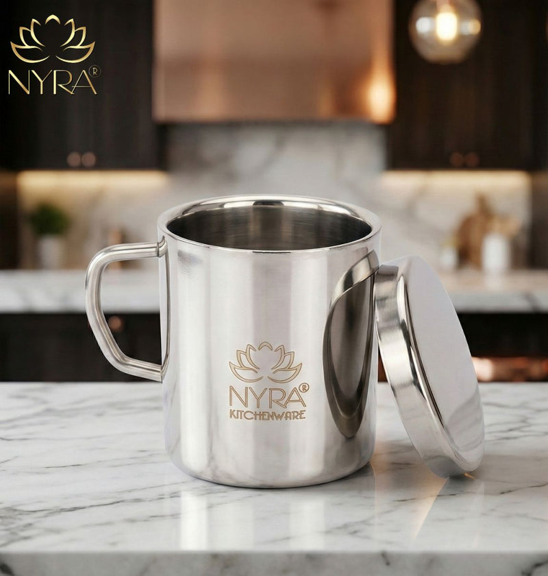 Stainless Steel Insulated Coffee Mug with Lid – Kitchen Utensil