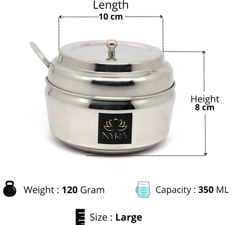 Stainless Steel Ghee/0il Pot Storage Container with Spoon – Cooking Spoon