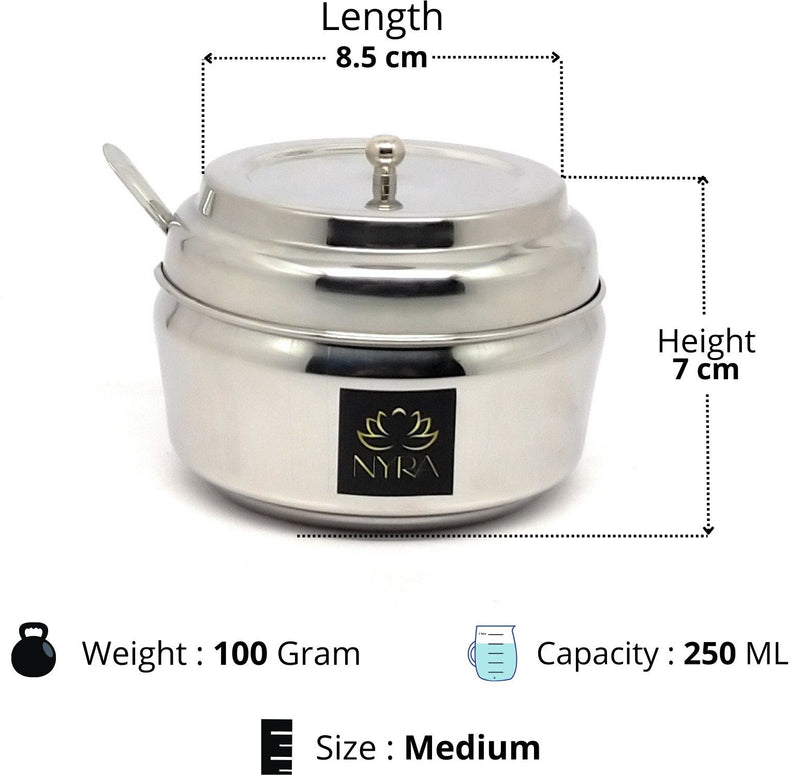 Stainless Steel Ghee/0il Pot Storage Container with Spoon – Cooking Spoon