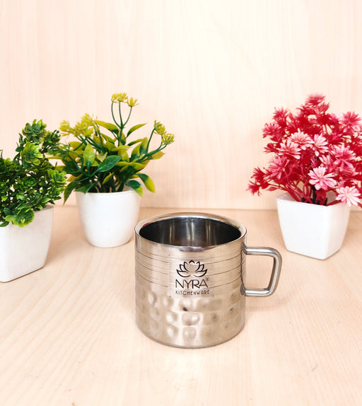Hammered Stainless Steel Double Wall Cups 100ml – Kitchenware