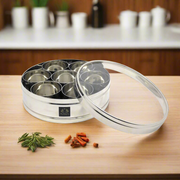 Nyra Stainless Steel Masaldani/Spice Box With See-Through Lid with 7 storing bowls – Serving Bowl
