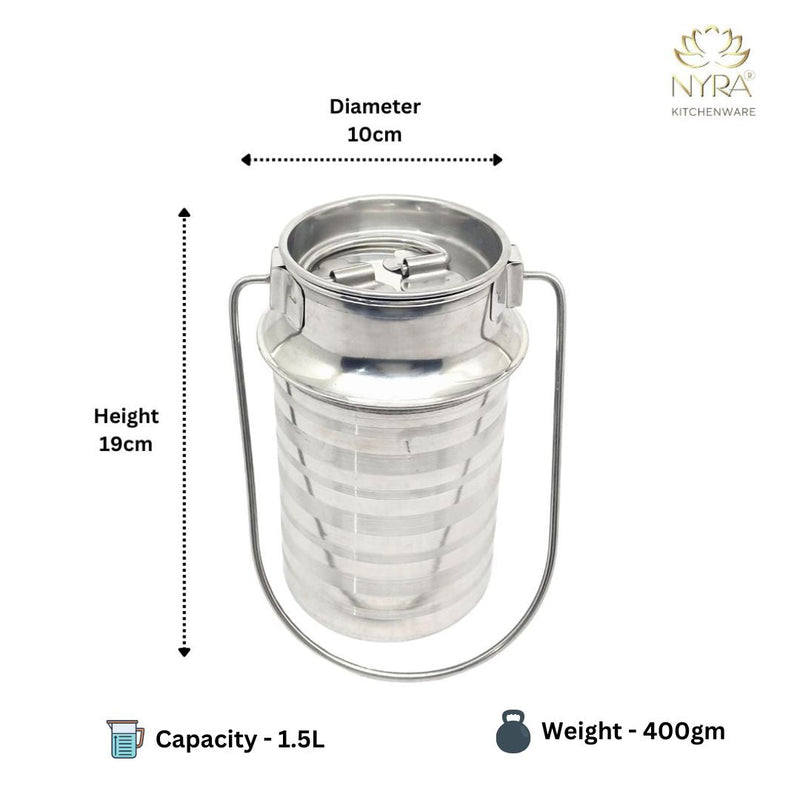 Stainless Steel Jointless Milk Can/Oil Can with Lid - Milk and Oil Storage Container/Balti – Storage Container