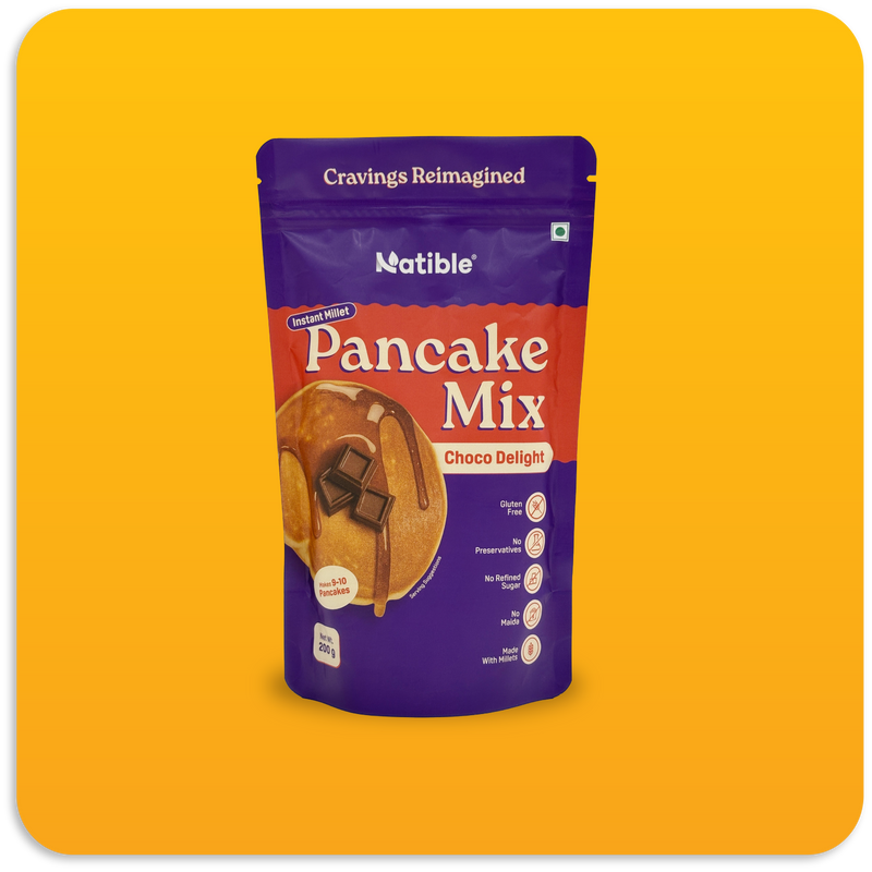 Natible Instant Millet Pancake Mix-Chocolate – Easy Breakfast Pancake Mix (7.05 oz)