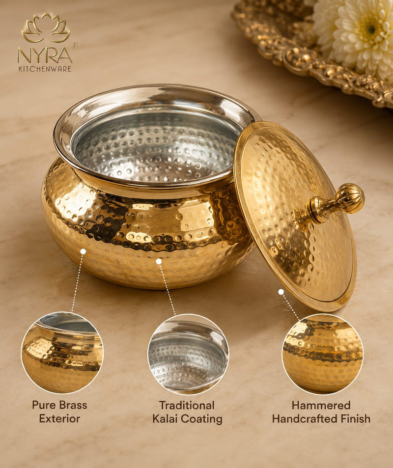 nyra-kitchenware-handcrafted-artisan-brass-sipri-handi-with-lid-traditional-indian-kalai-coated-luxury-heritage-hammered-cookware-tableware