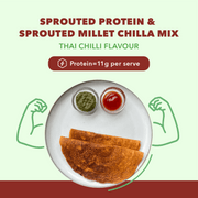Natible Sprouted Protein  and Sprouted Millet Chilla Mix Variety Pack- Thai Chilli flavor – Savory Indian Pancake Mix (7.05 oz)