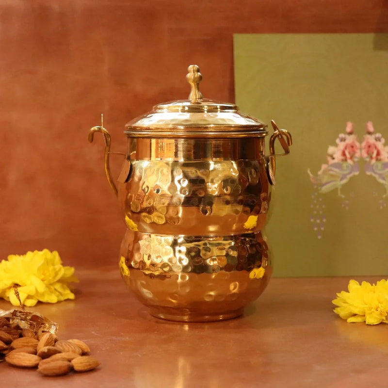 Brass Pot Shaped Storage Ghee Thooku – Brass Ghee Container