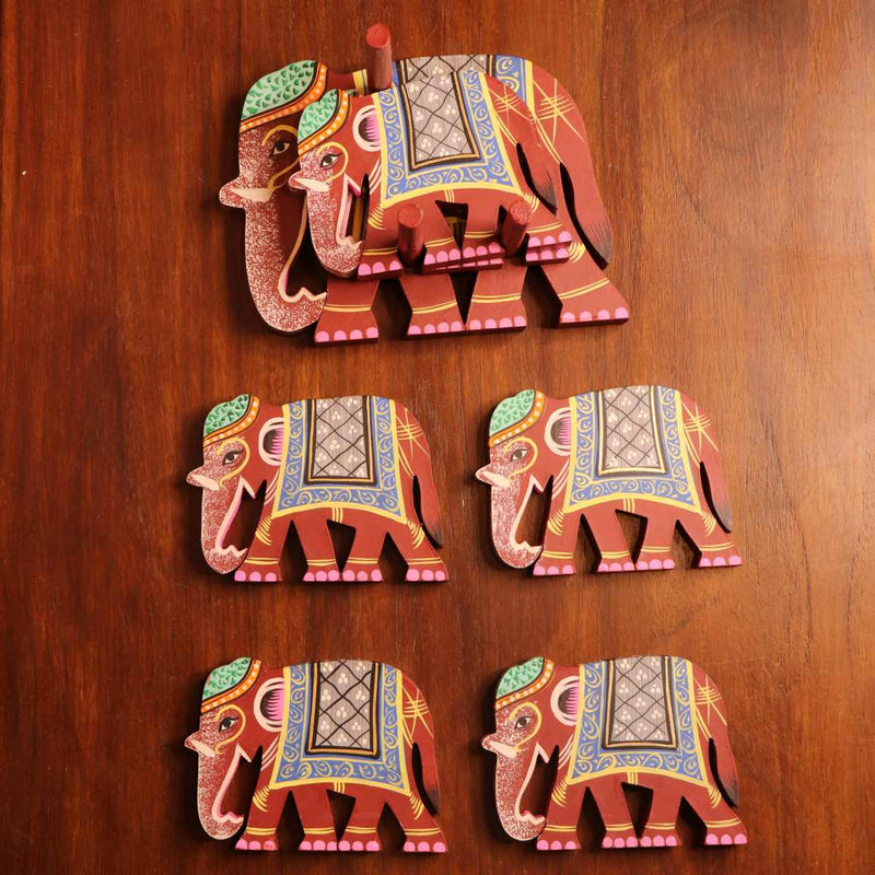 Varanasi Wooden Elephant Coasters – Drink Coasters