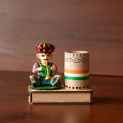 Varanasi Wooden Musician Pen Holder – Hand-Carved Wooden Desk Organizer