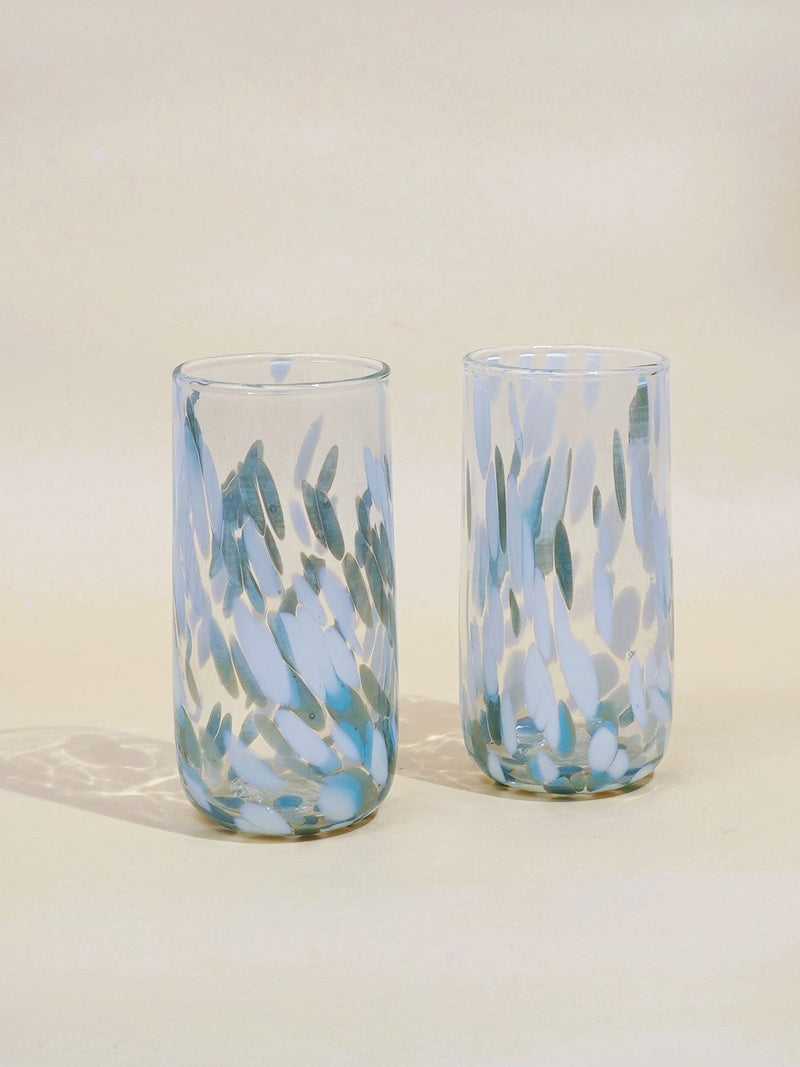 Nurture India Vintage Handblown Aqua Glasses 4-Piece Set