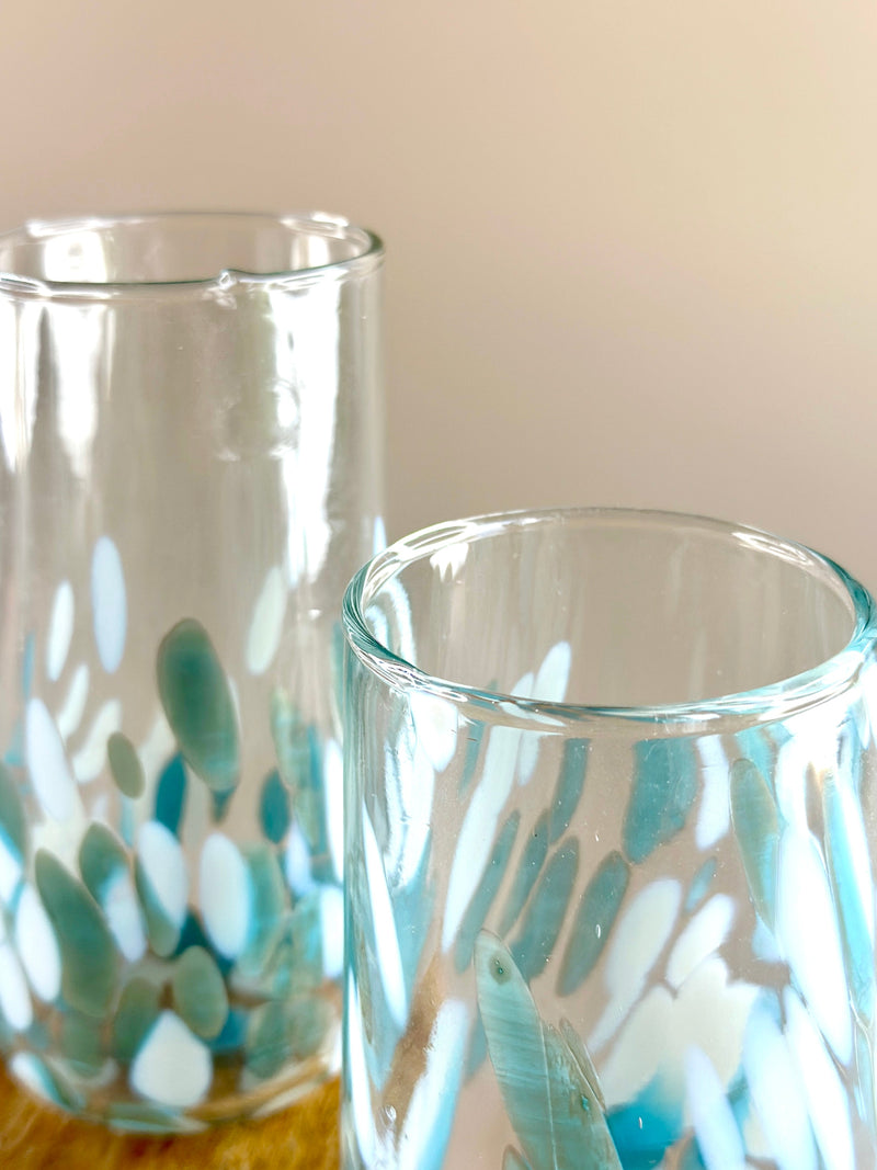 Nurture India Vintage Handblown Aqua Glasses 4-Piece Set