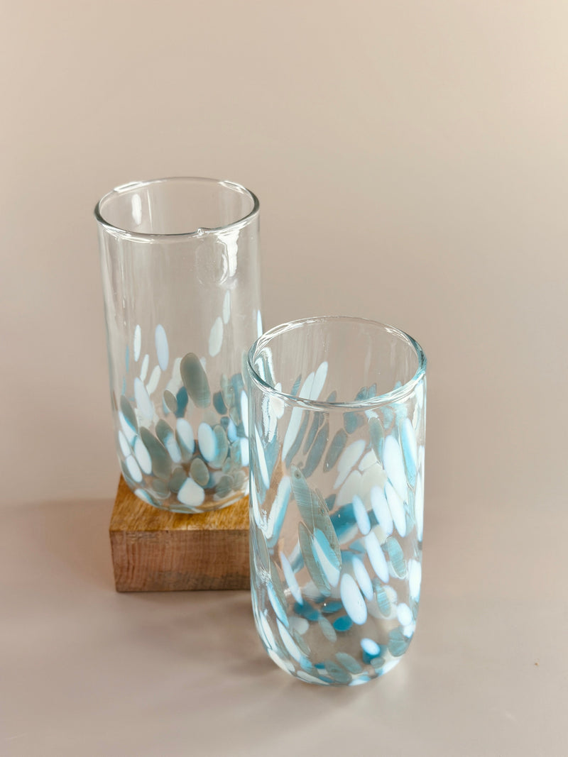 Nurture India Vintage Handblown Aqua Glasses 4-Piece Set