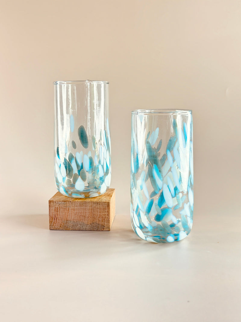 Nurture India Vintage Handblown Aqua Glasses 4-Piece Set
