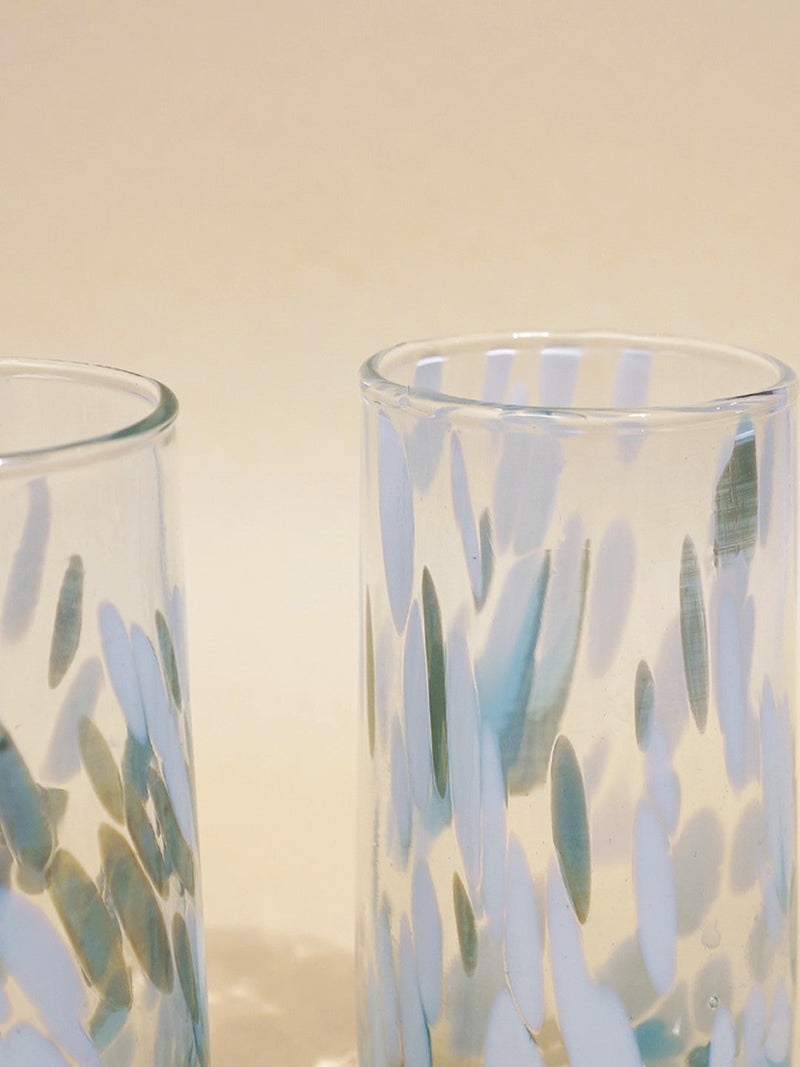 Nurture India Vintage Handblown Aqua Glasses 4-Piece Set