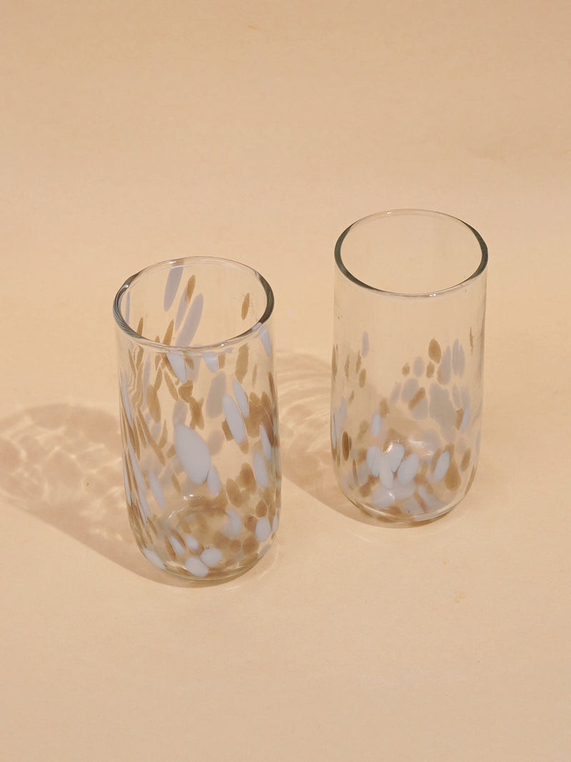 Nurture India Vintage White Gold Highball Glasses 4-Piece Set
