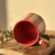 Nurture India Vintage Red Stripe Ceramic Coffee Cup 7-oz
