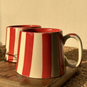 Nurture India Vintage Red Stripe Ceramic Coffee Cup 7-oz