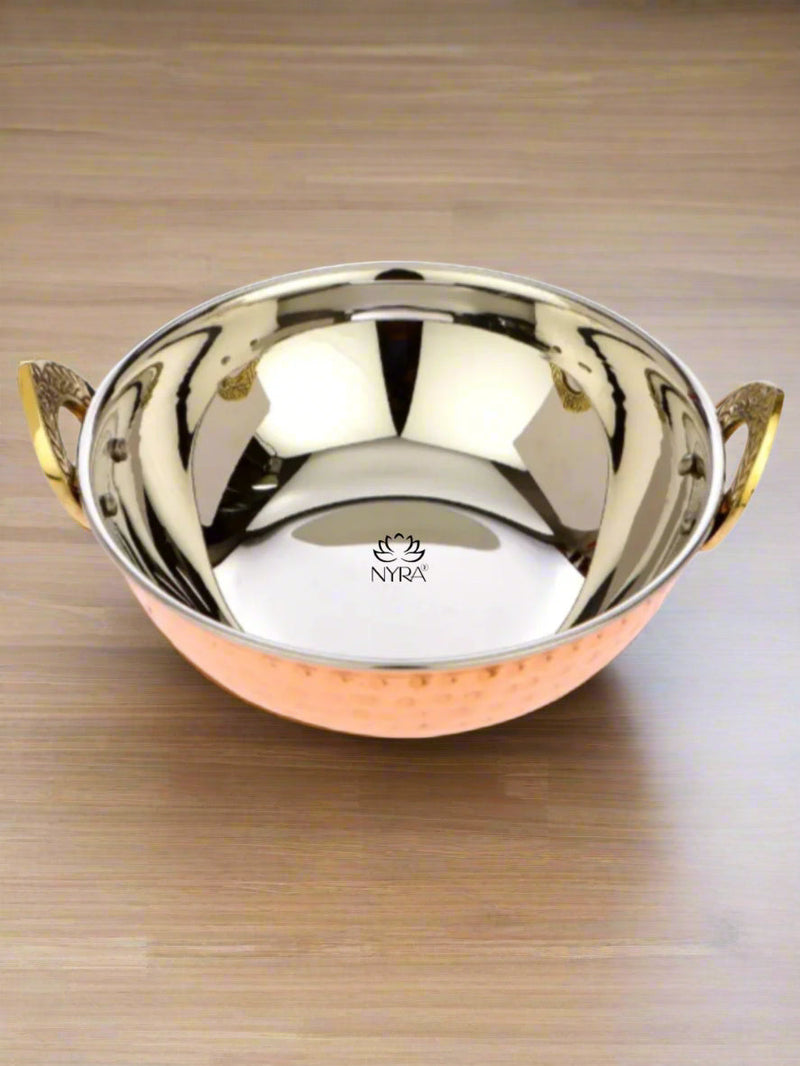 Copper Serving Kadhai/Wok Insulated with Stainless Steel – Cooking Kadai