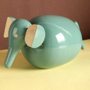Nurture India Teal Green Wooden Elephant Decorative Piece