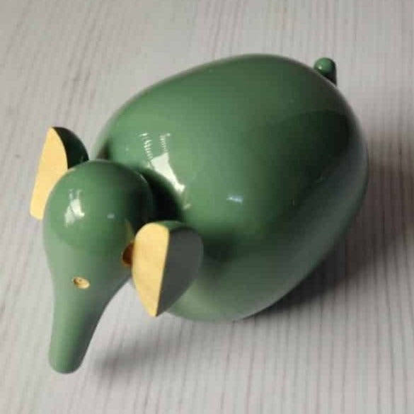 Nurture India Teal Green Wooden Elephant Decorative Piece