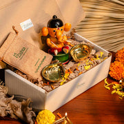 Festival Wooden Ganesha & Diya Set – Oil Lamp