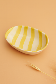 Nurture India Yellow Stripe Ceramic Combo Bowl Cup