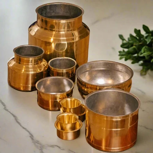 Zishta Hand-Crafted Brass Rail Adukku Set – Gift Set